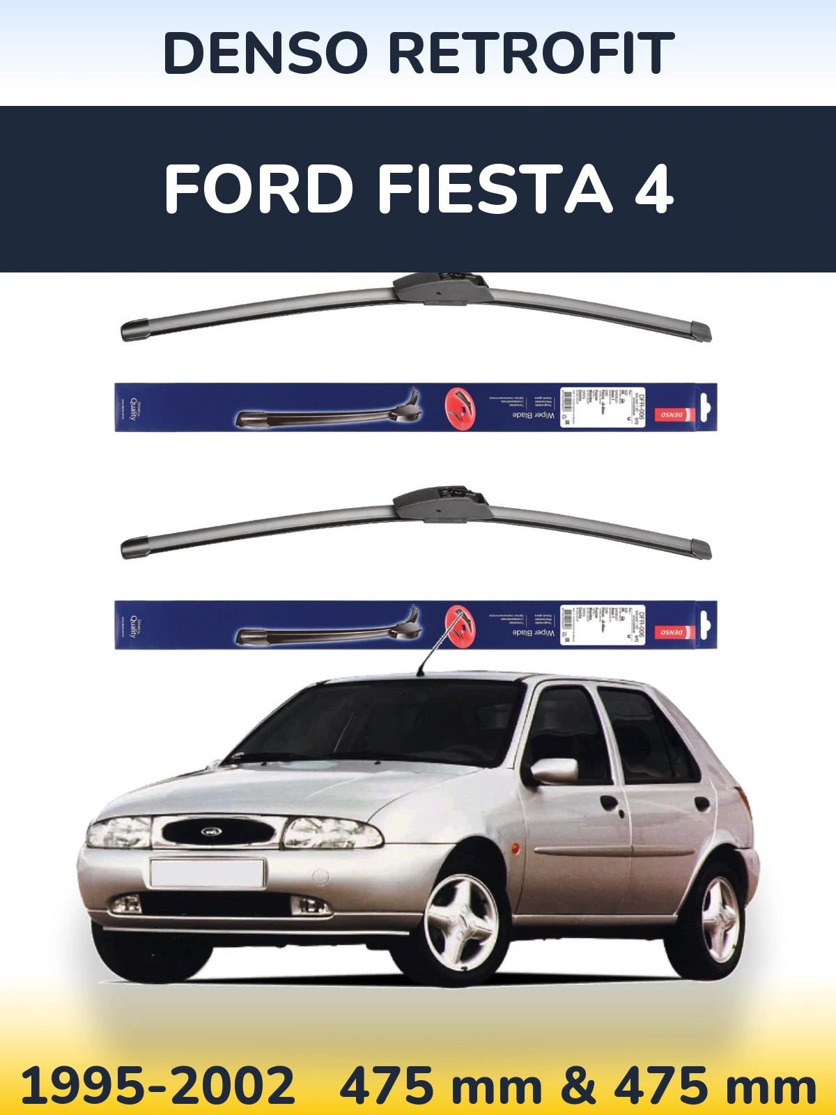 Sada předních stěračů Denso Retrofit 475 a 475 mm pro Ford Fiesta 4 1995-2002