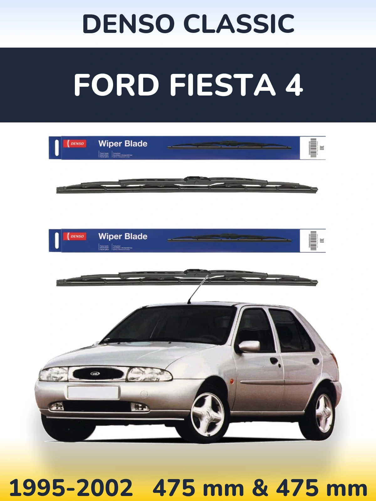 Sada předních stěračů Denso Classic 475 a 475 mm pro Ford Fiesta 4 1995-2002
