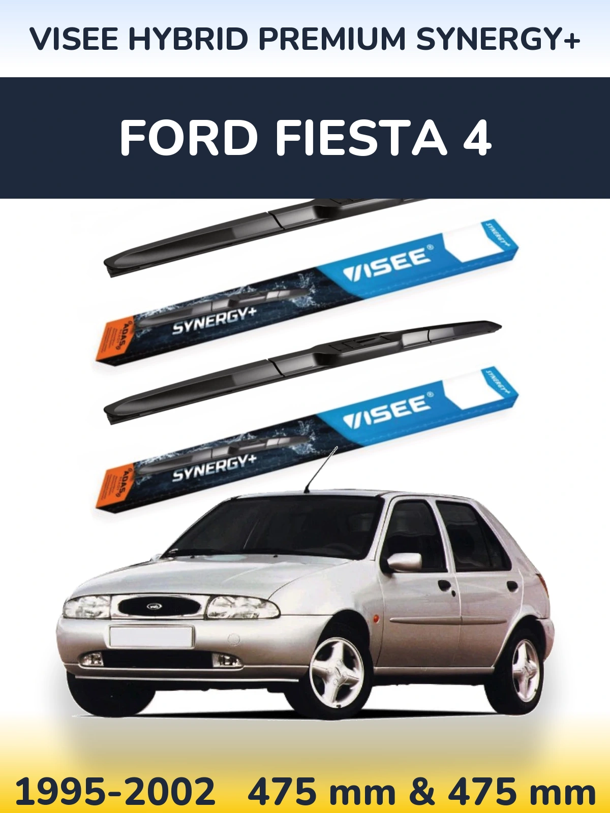 Sada předních stěračů VISEE HYBRID PREMIUM SYNERGY+ 475 a 475 mm pro Ford Fiesta 4 1995-2002
