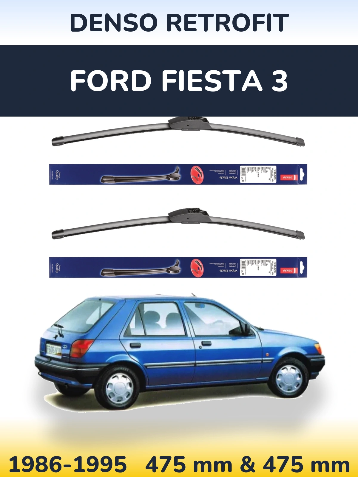 Комплект передніх щіток Denso Retrofit 475 & 475 мм для Ford Fiesta 3 1986-1995