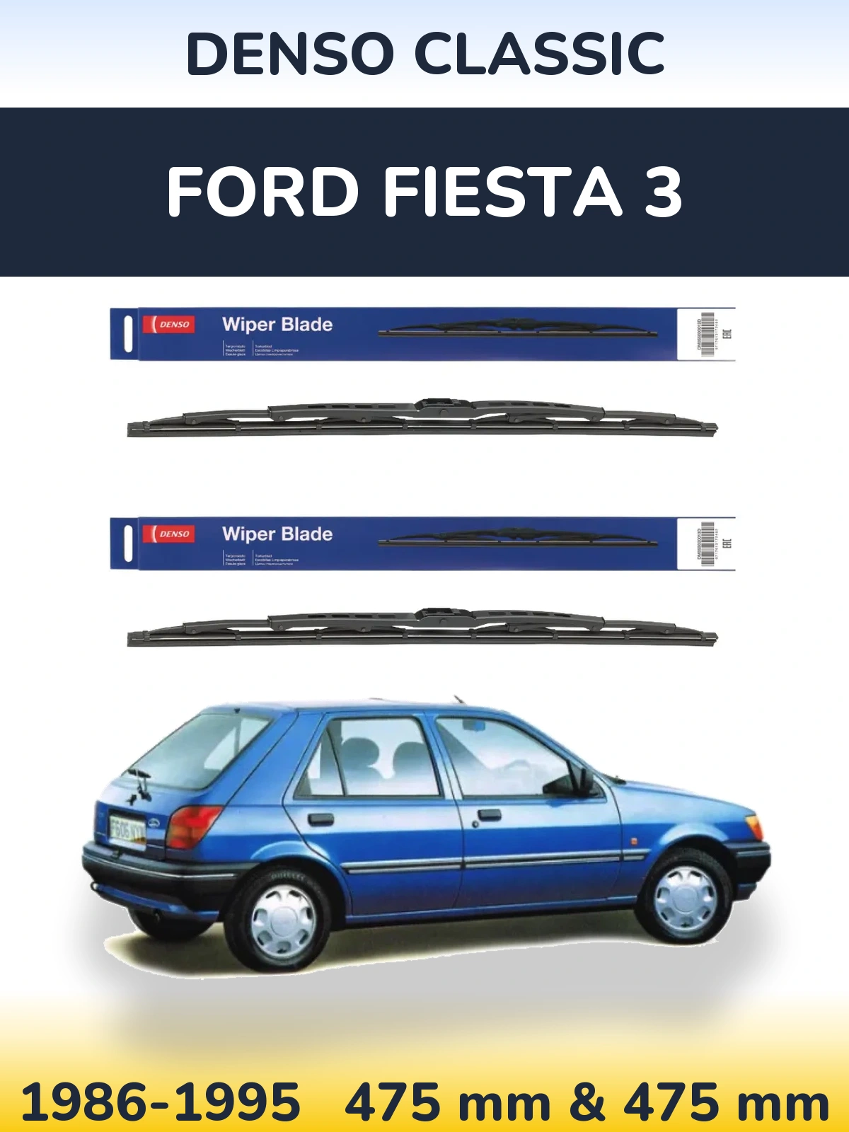 Sada předních stěračů Denso Classic 475 a 475 mm pro Ford Fiesta 3 1986-1995