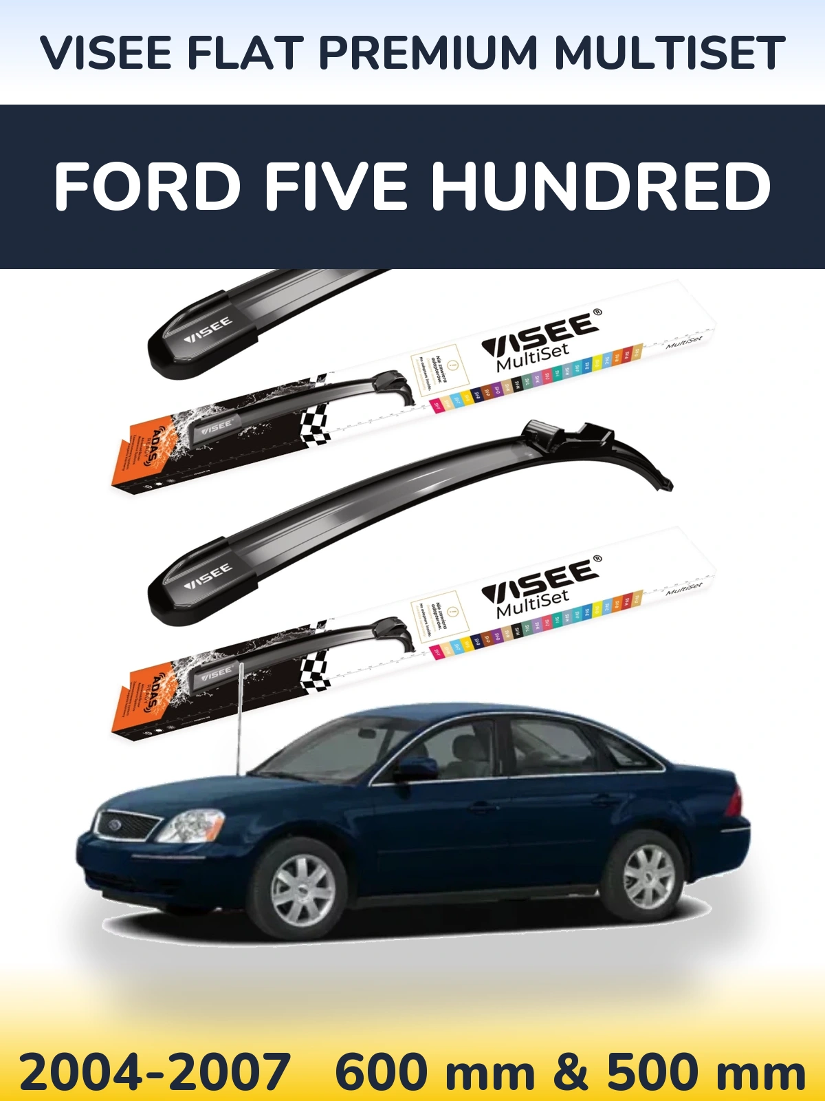Комплект передніх щіток VISEE FLAT PREMIUM MultiSet 600 & 500 мм для Ford Five Hundred 2004-2007