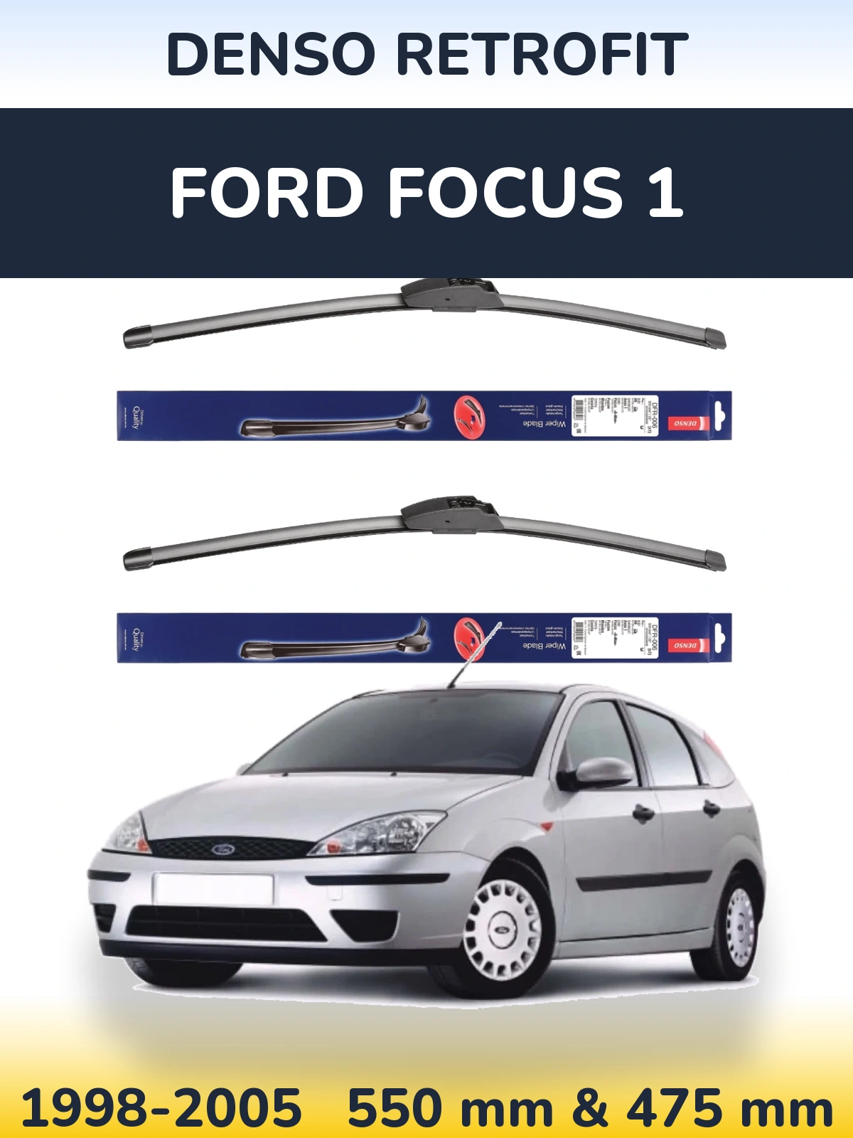 Sada předních stěračů Denso Retrofit 550 a 475 mm pro Ford Focus 1 1998-2005