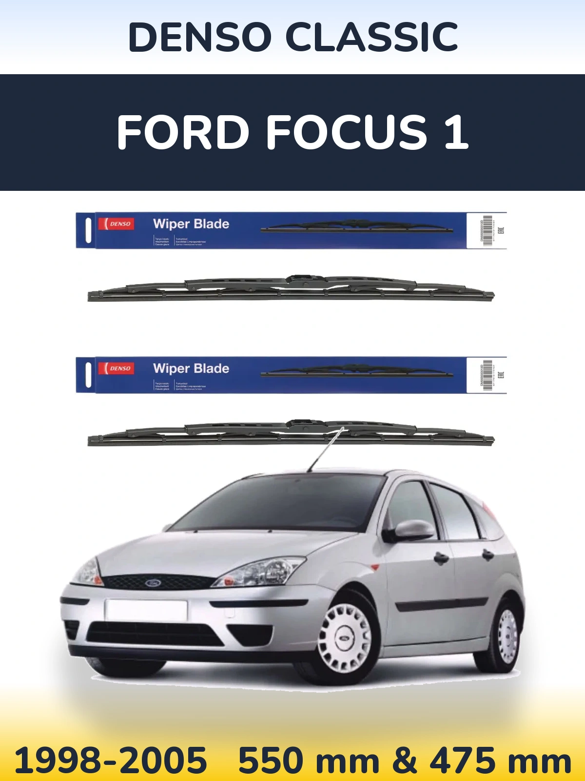 Sada předních stěračů Denso Classic 550 a 475 mm pro Ford Focus 1 1998-2005