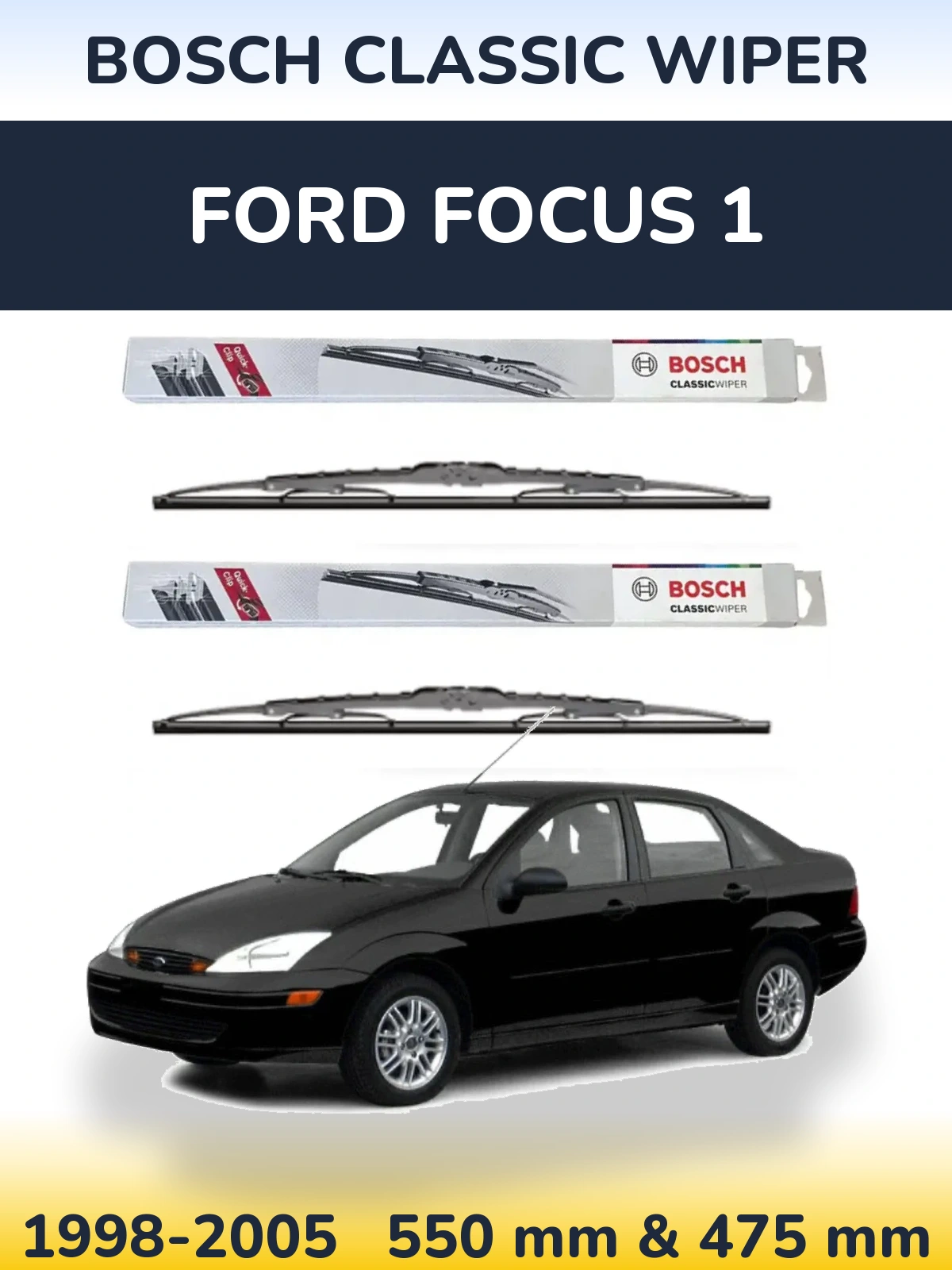Sada předních stěračů BOSCH Classic Wiper 550 a 475 mm pro Ford Focus 1 1998-2005