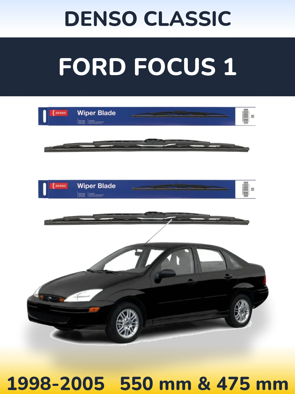 Sada předních stěračů Denso Classic 550 a 475 mm pro Ford Focus 1 1998-2005