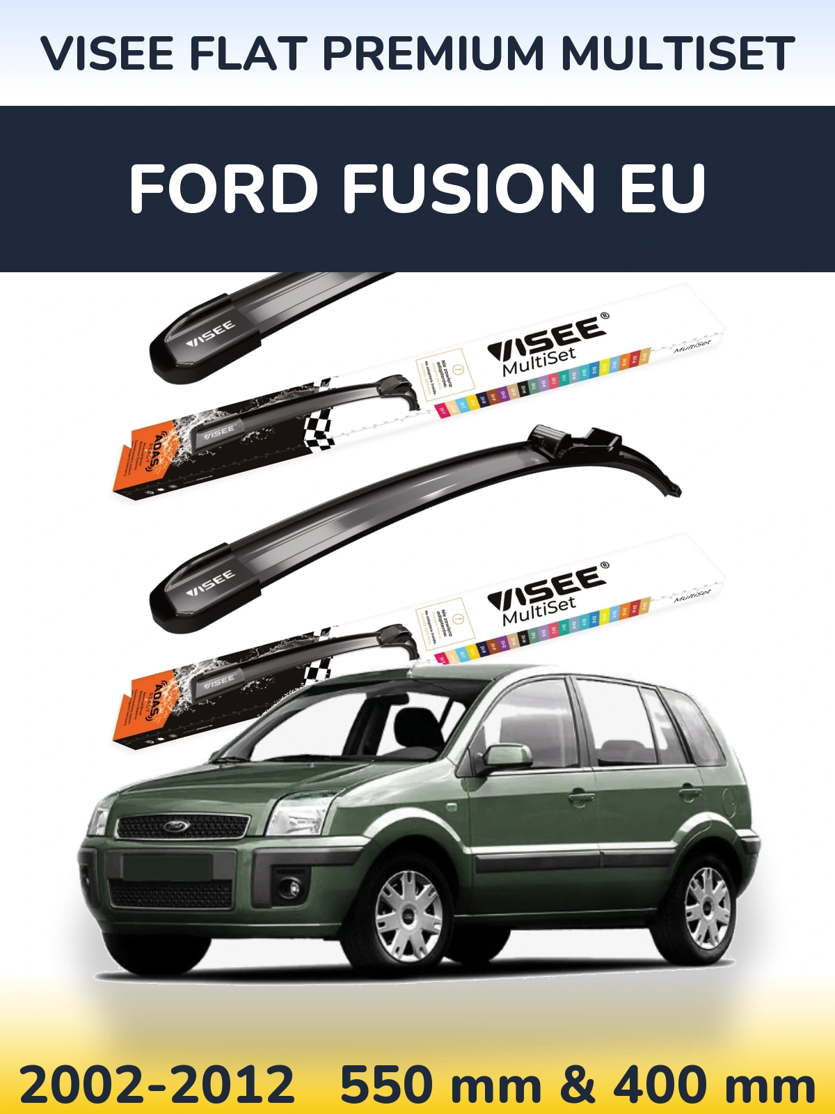 Sada předních stěračů VISEE FLAT PREMIUM MultiSet 550 a 400 mm pro Ford Fusion EU 2002-2012