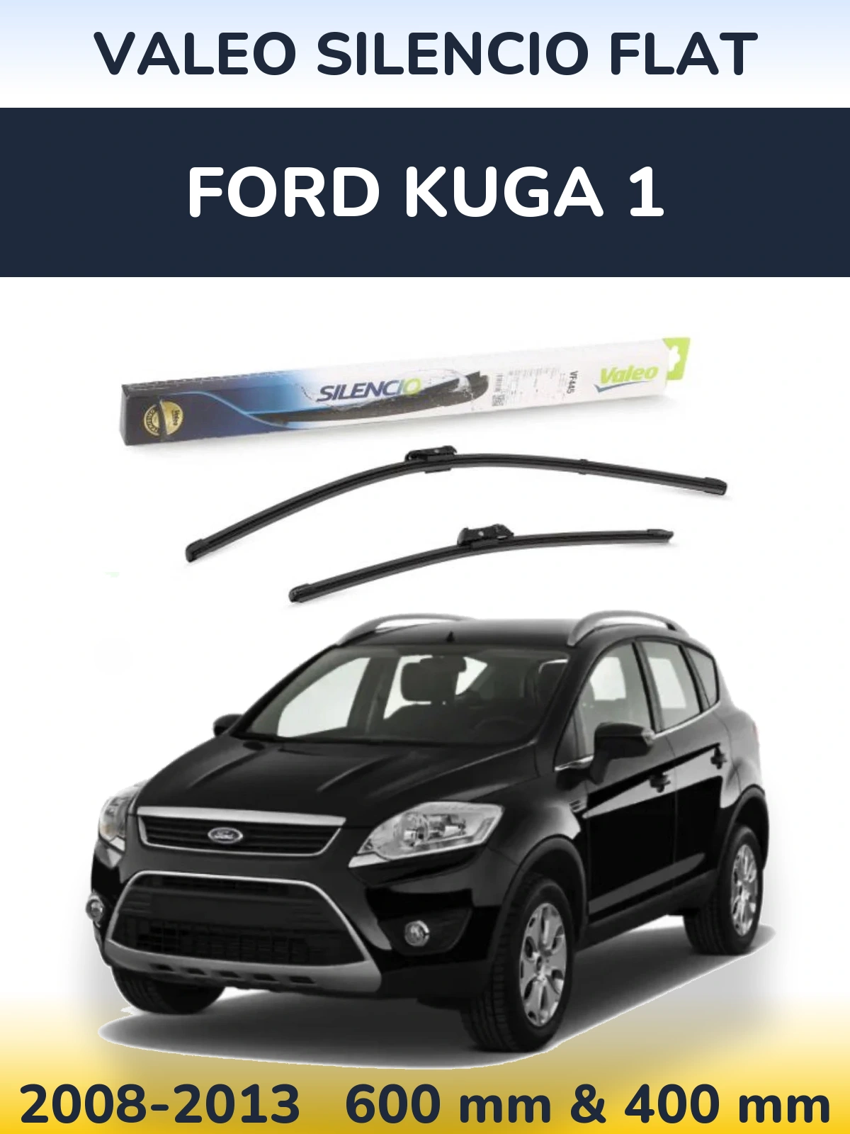 Sada předních stěračů Valeo Silencio Flat 600 a 400 mm pro Ford Kuga 1 2008-2013