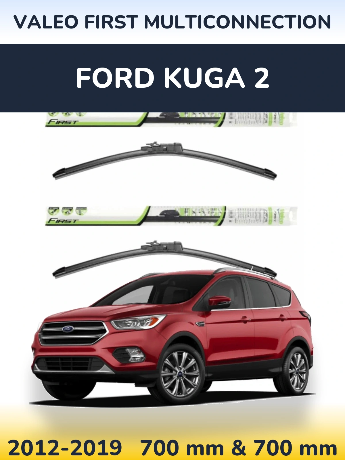 Sada předních stěračů Valeo First MultiConnection 700 a 700 mm pro Ford Kuga 2 2012-2019