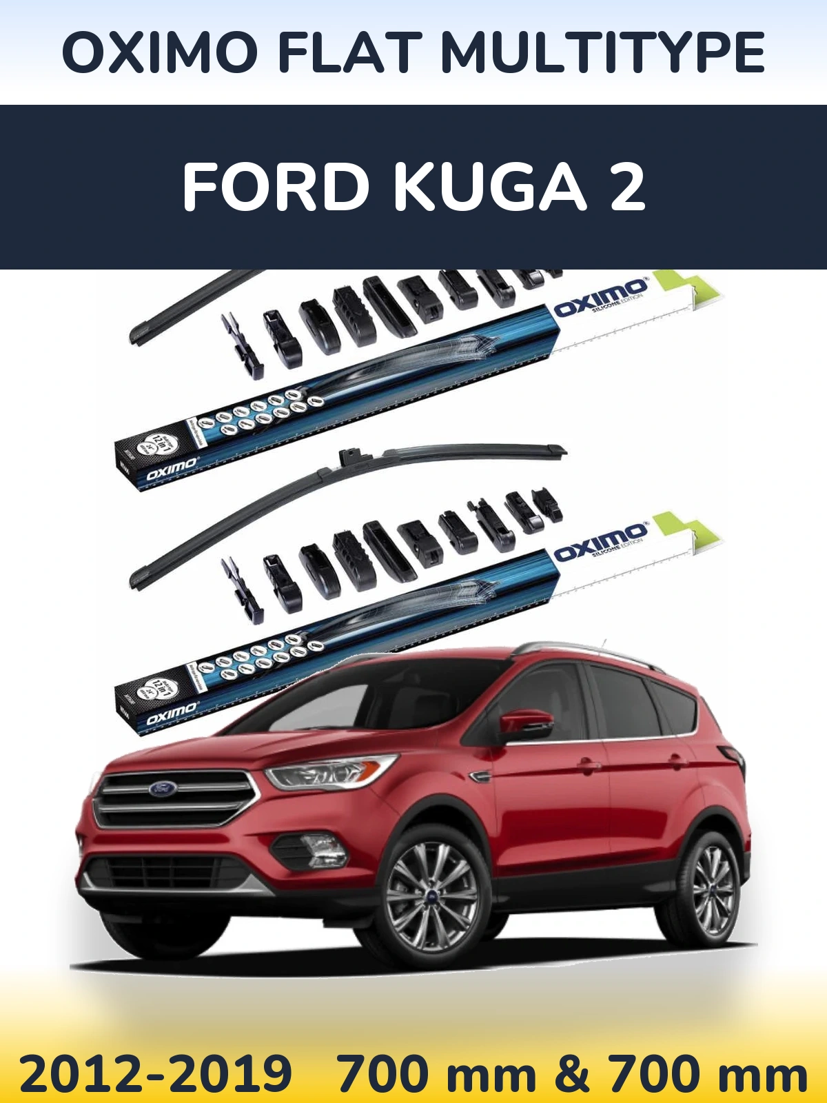 Sada předních stěračů Oximo Flat MultiType 700 a 700 mm pro Ford Kuga 2 2012-2019