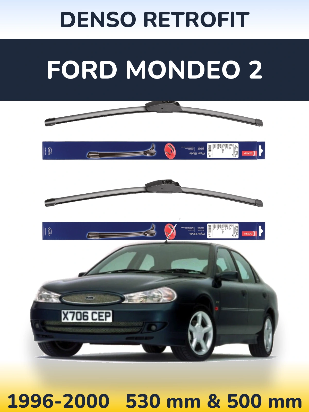 Sada předních stěračů Denso Retrofit 530 a 500 mm pro Ford Mondeo 2 1996-2000