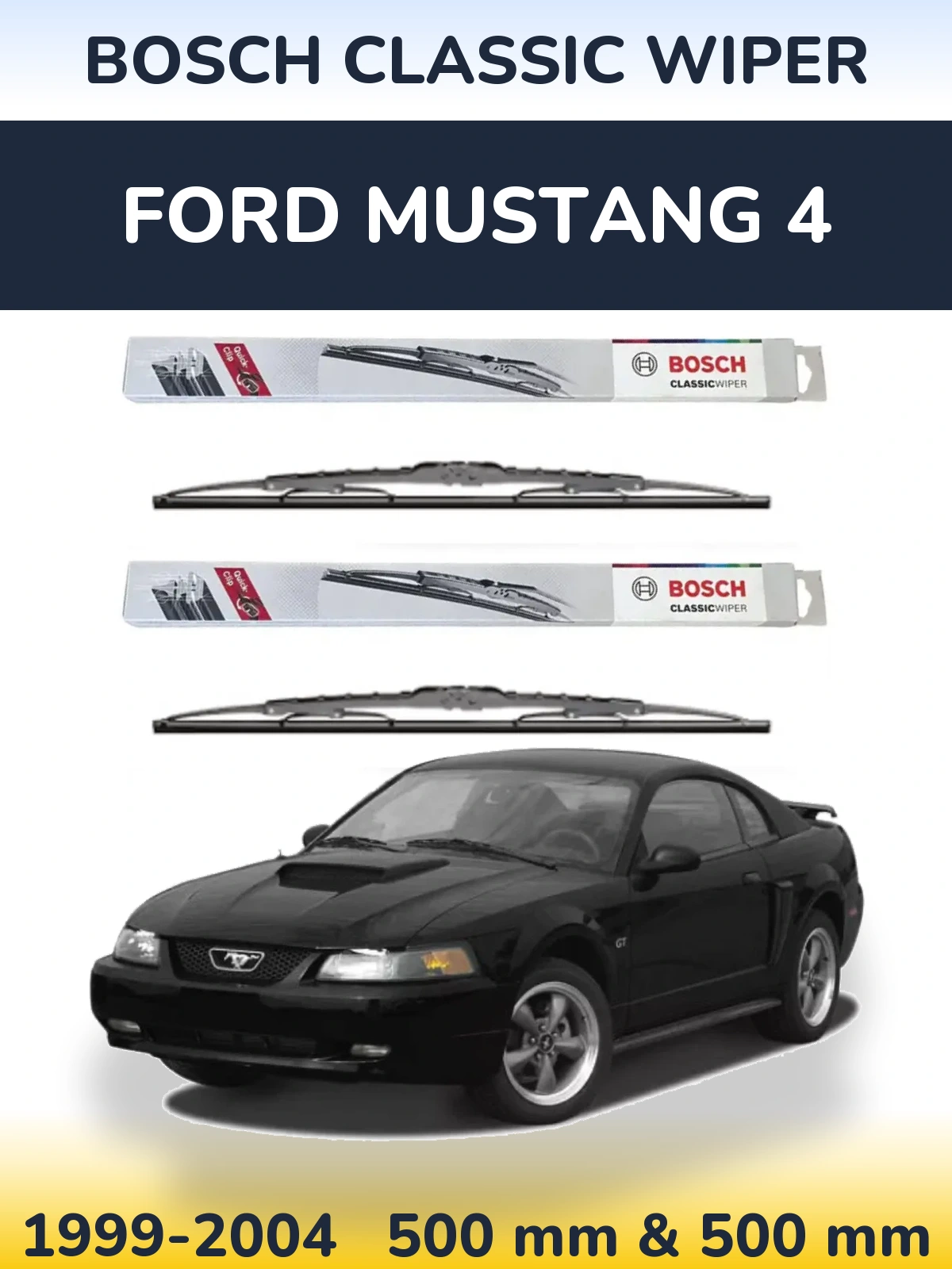 Sada předních stěračů BOSCH Classic Wiper 500 a 500 mm pro Ford Mustang 4 1999-2004