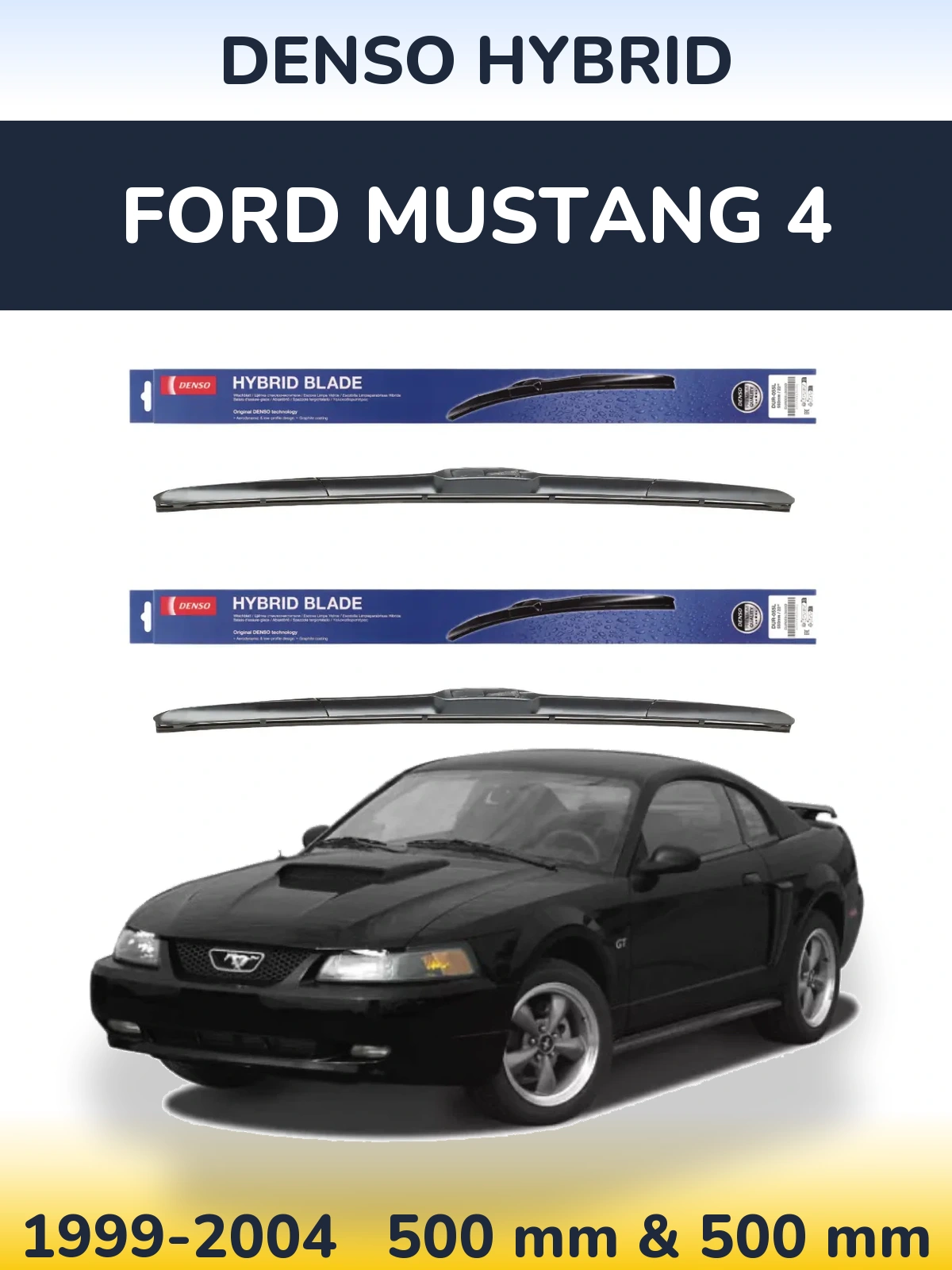 Sada předních stěračů Denso Hybrid 500 a 500 mm pro Ford Mustang 4 1999-2004