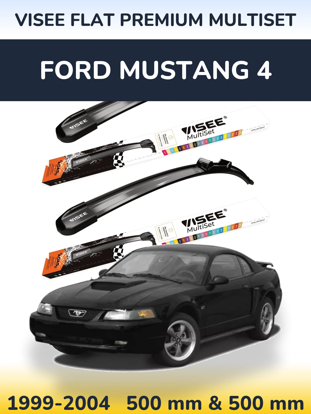 Sada předních stěračů VISEE FLAT PREMIUM MultiSet 500 a 500 mm pro Ford Mustang 4 1999-2004