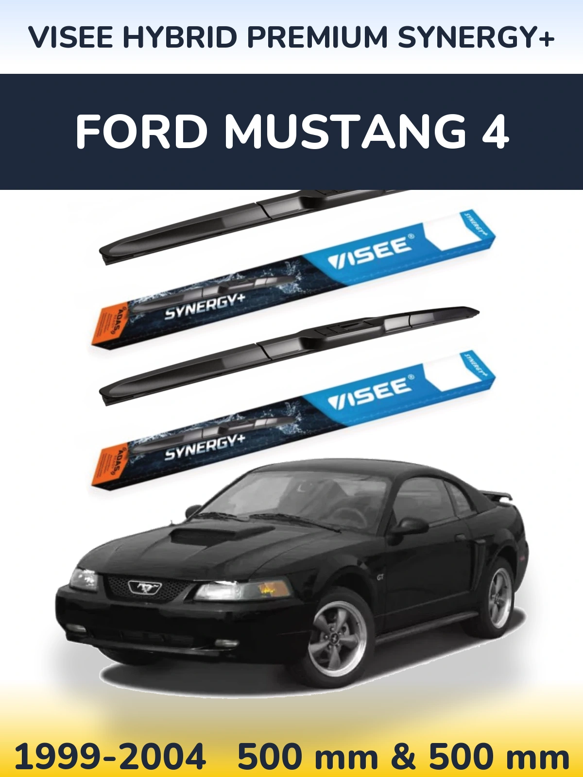 Sada předních stěračů VISEE HYBRID PREMIUM SYNERGY+ 500 a 500 mm pro Ford Mustang 4 1999-2004