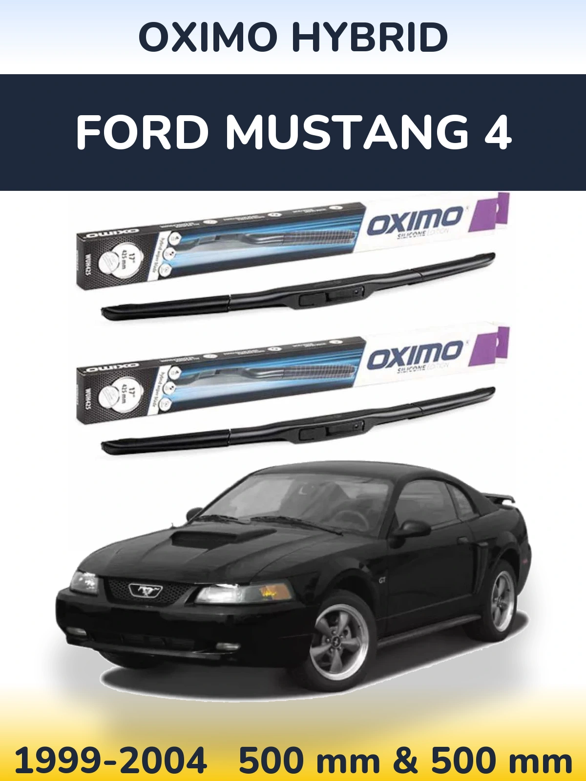 Sada předních stěračů Oximo Hybrid 500 a 500 mm pro Ford Mustang 4 1999-2004