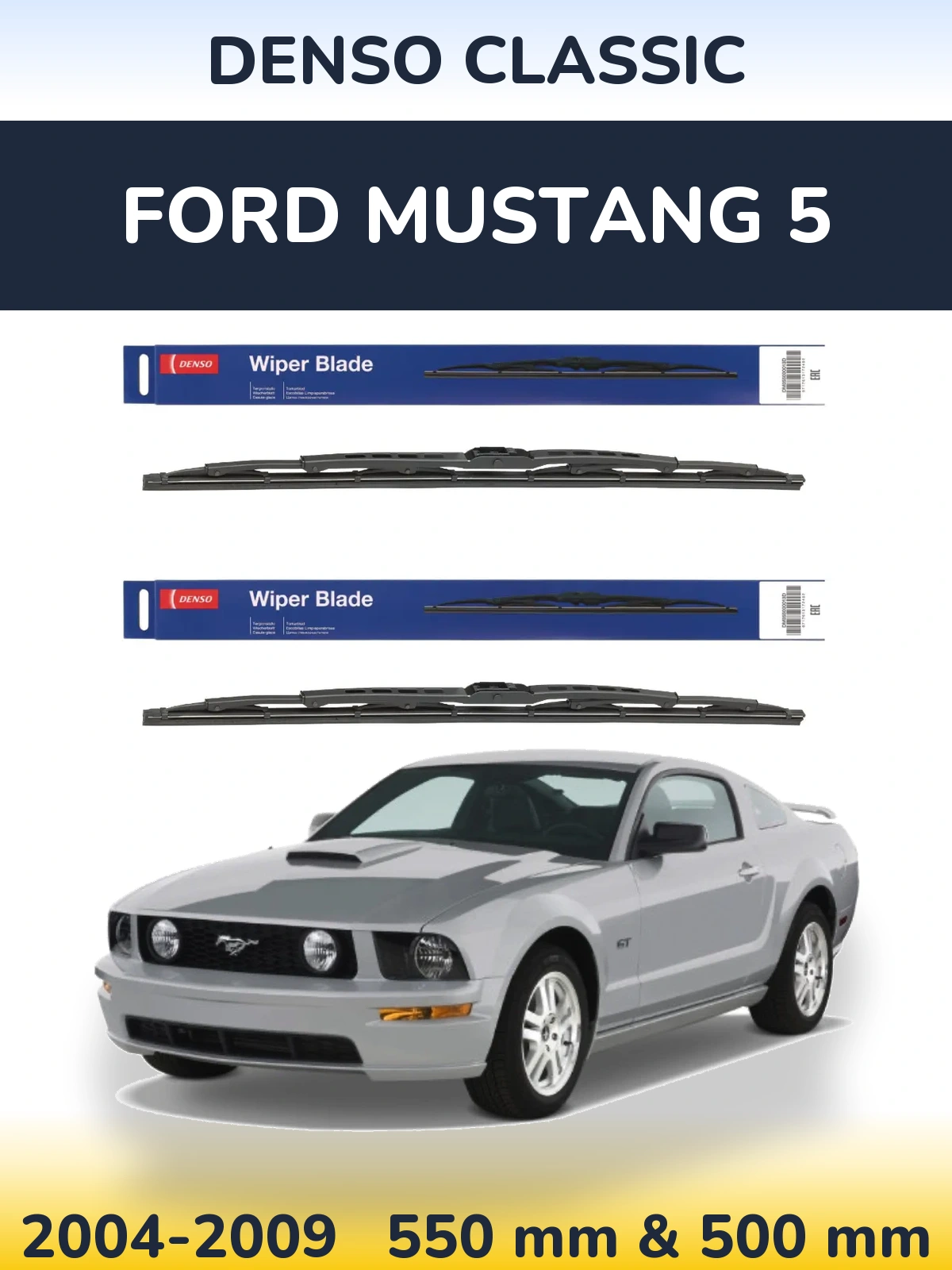 Sada předních stěračů Denso Classic 550 a 500 mm pro Ford Mustang 5 2004-2009