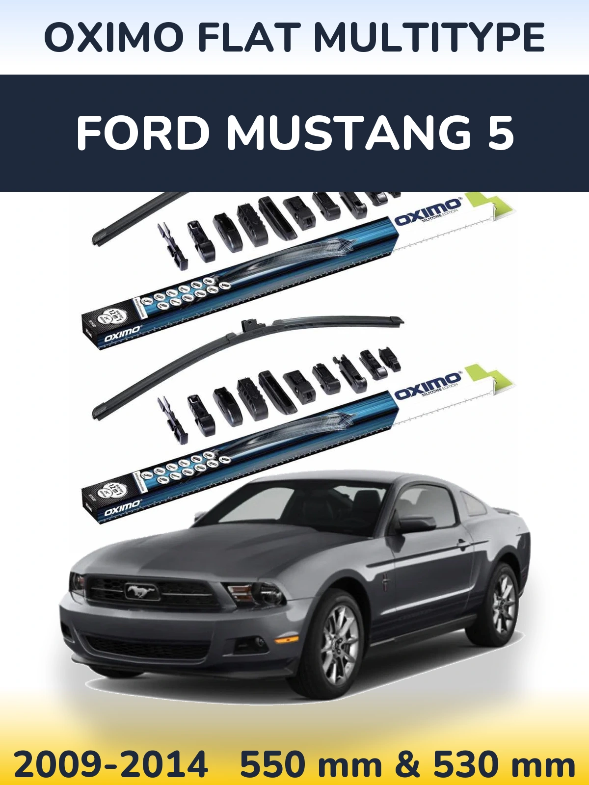 Sada předních stěračů Oximo Flat MultiType 550 a 530 mm pro Ford Mustang 5 2009-2014