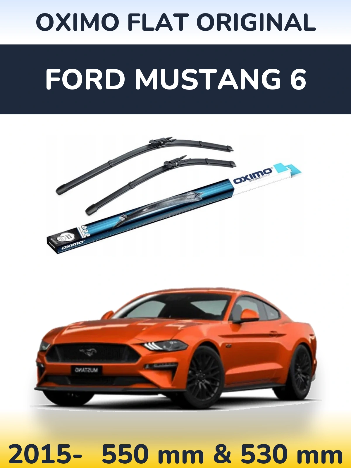 Sada předních stěračů Oximo Flat Original 550 a 530 mm pro Ford Mustang 6 2015-2026