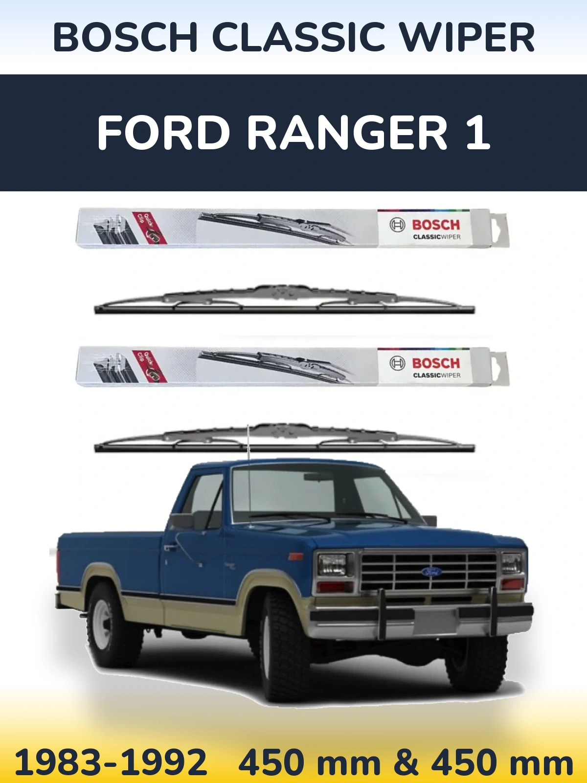 Sada předních stěračů BOSCH Classic Wiper 450 a 450 mm pro Ford Ranger 1 1983-1992