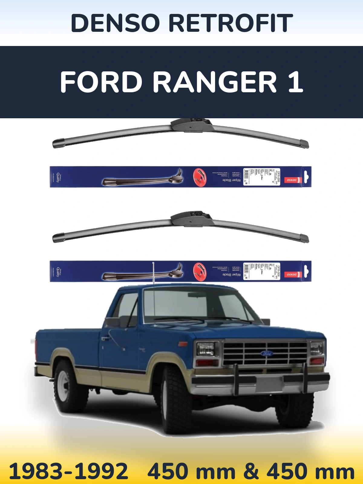 Sada předních stěračů Denso Retrofit 450 a 450 mm pro Ford Ranger 1 1983-1992