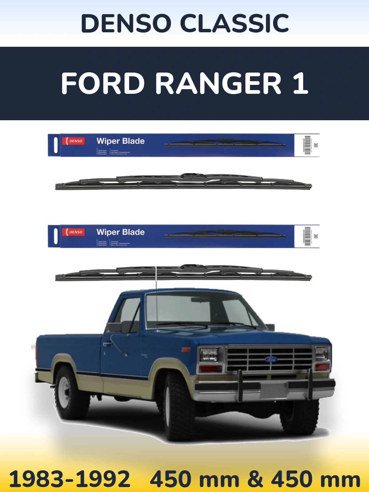 Sada předních stěračů Denso Classic 450 a 450 mm pro Ford Ranger 1 1983-1992