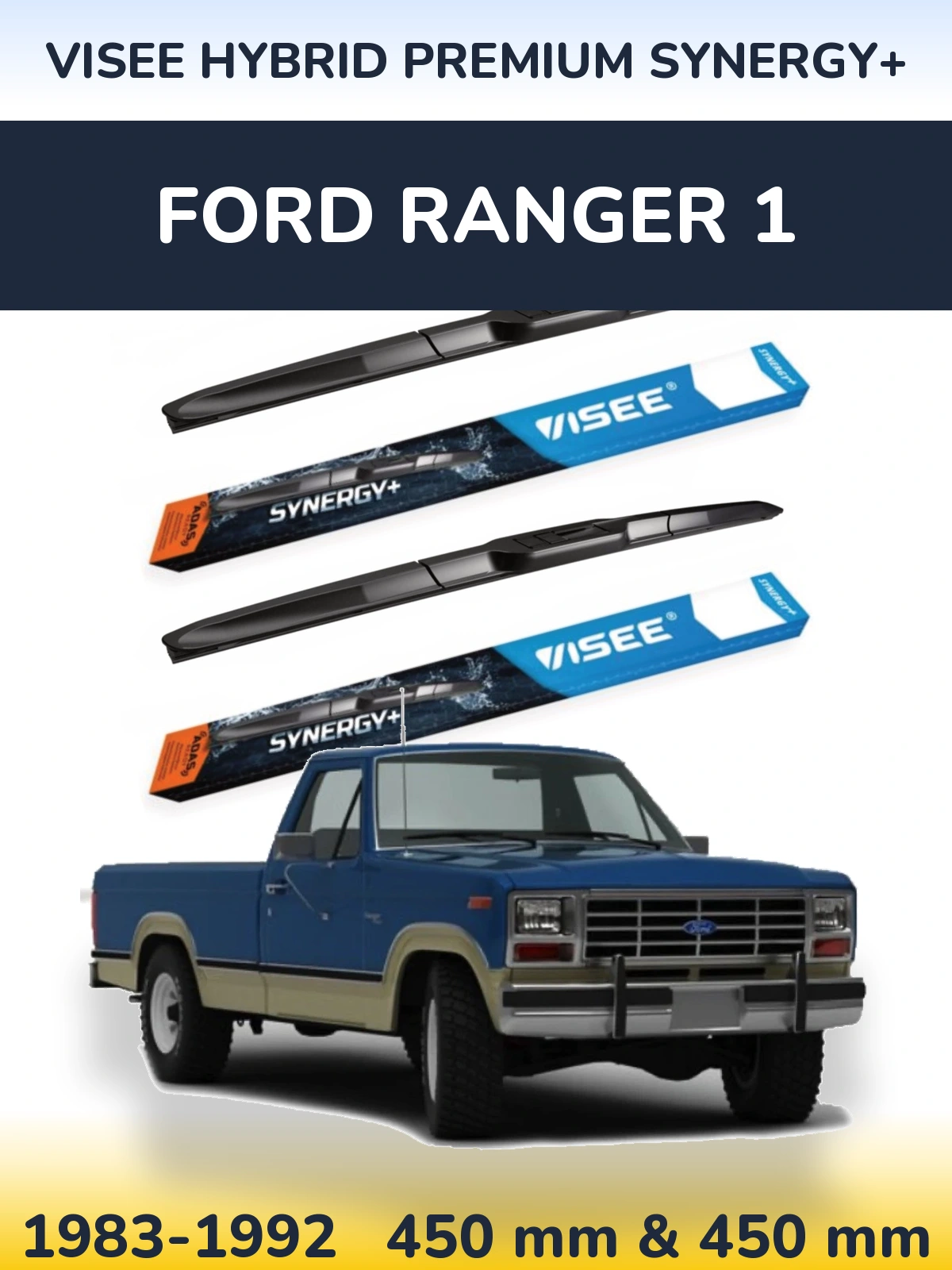 Sada předních stěračů VISEE HYBRID PREMIUM SYNERGY+ 450 a 450 mm pro Ford Ranger 1 1983-1992