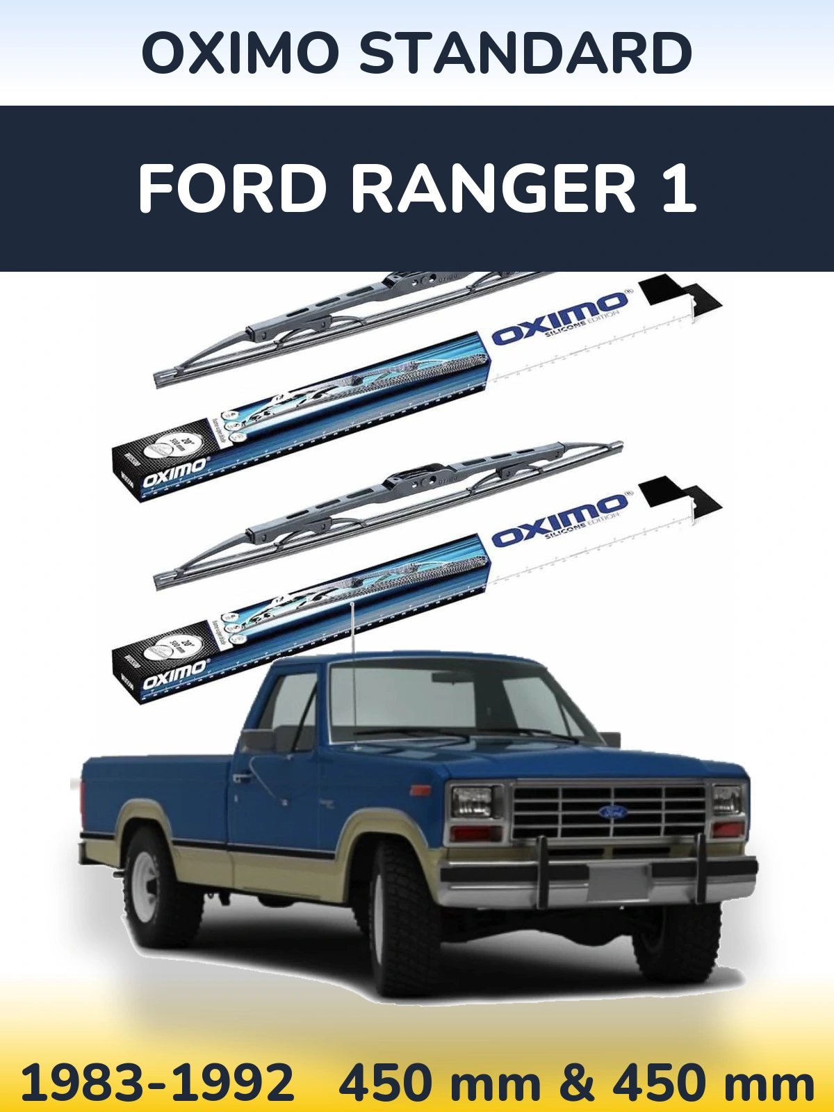 Sada předních stěračů Oximo Standard 450 a 450 mm pro Ford Ranger 1 1983-1992