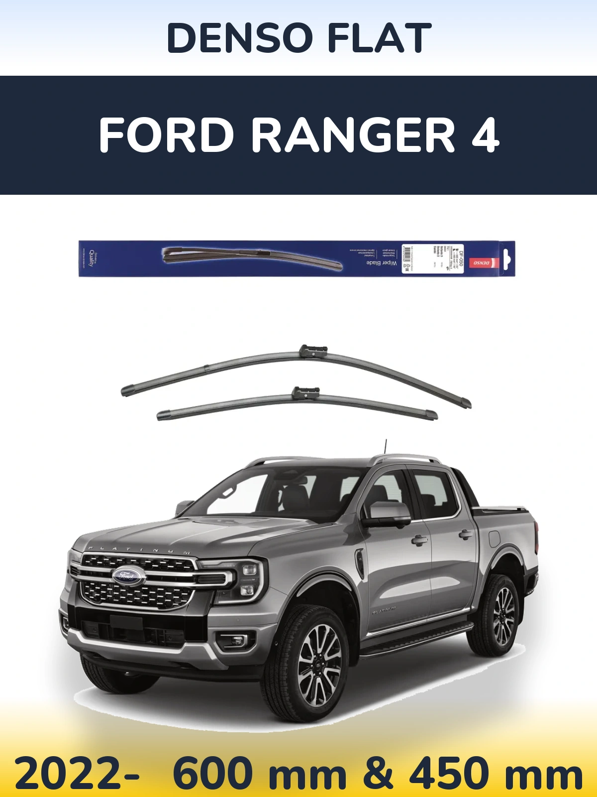 Sada předních stěračů Denso Flat 600 a 450 mm pro Ford Ranger 4 2022-2026
