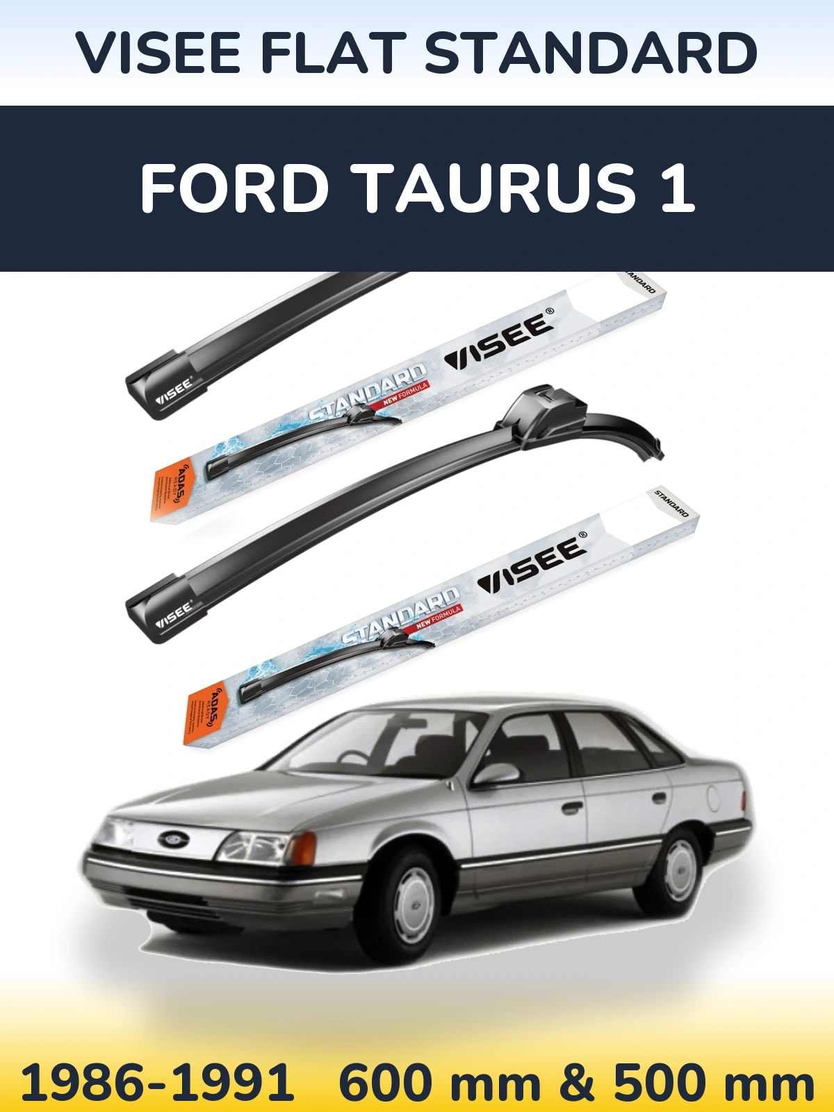 Sada předních stěračů VISEE FLAT STANDARD 600 a 500 mm pro Ford Taurus 1 1986-1991