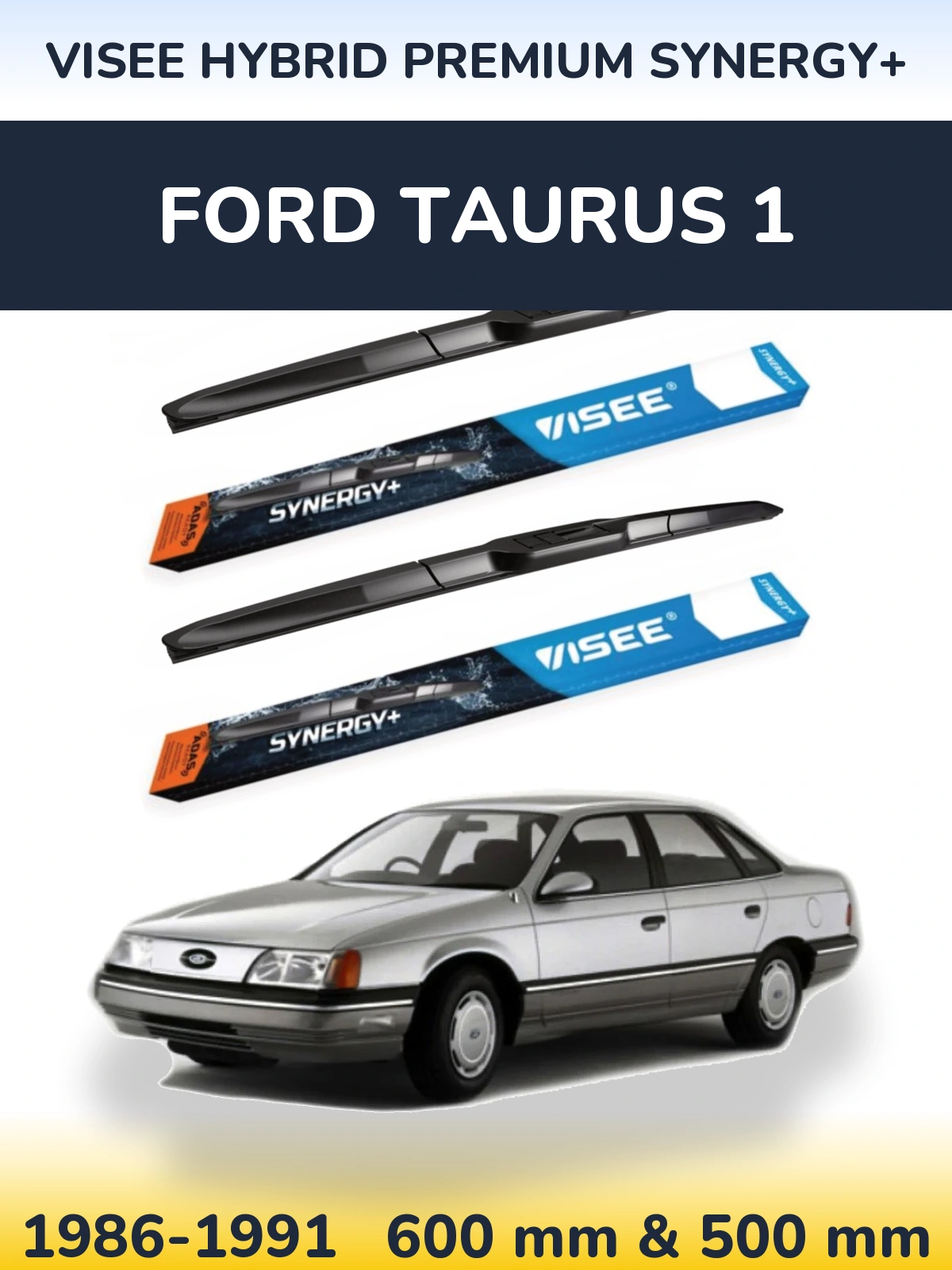 Sada předních stěračů VISEE HYBRID PREMIUM SYNERGY+ 600 a 500 mm pro Ford Taurus 1 1986-1991
