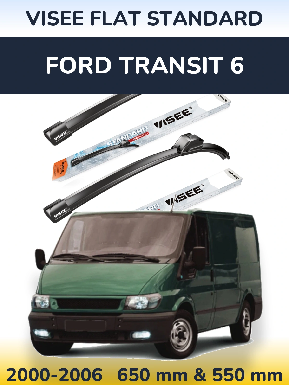 Sada předních stěračů VISEE FLAT STANDARD 650 a 550 mm pro Ford Transit 6 2000-2006