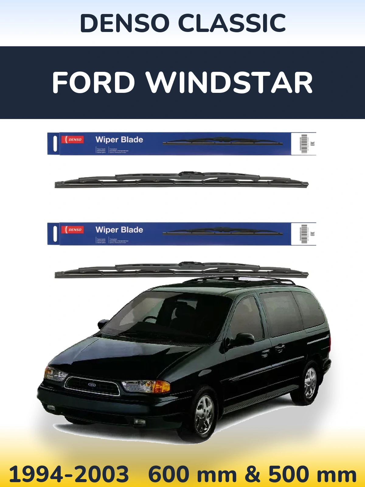 Sada předních stěračů Denso Classic 600 a 500 mm pro Ford Windstar 1994-2003