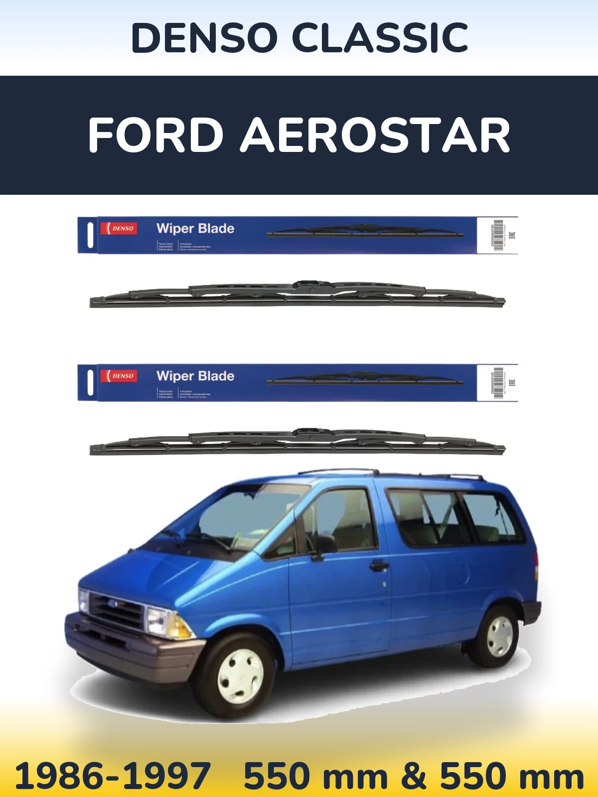Sada předních stěračů Denso Classic 550 a 550 mm pro Ford Aerostar 1986-1997