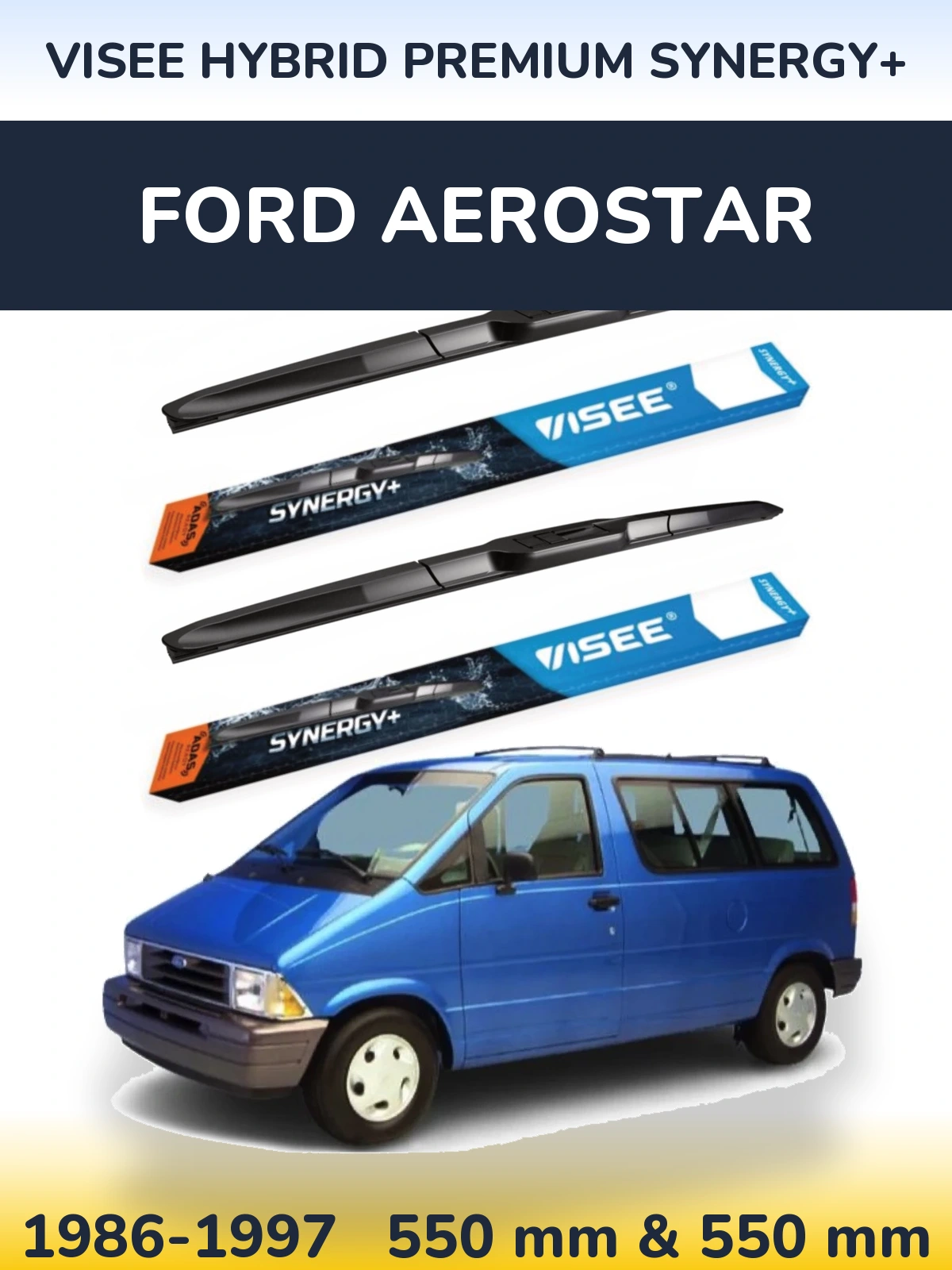 Sada předních stěračů VISEE HYBRID PREMIUM SYNERGY+ 550 a 550 mm pro Ford Aerostar 1986-1997