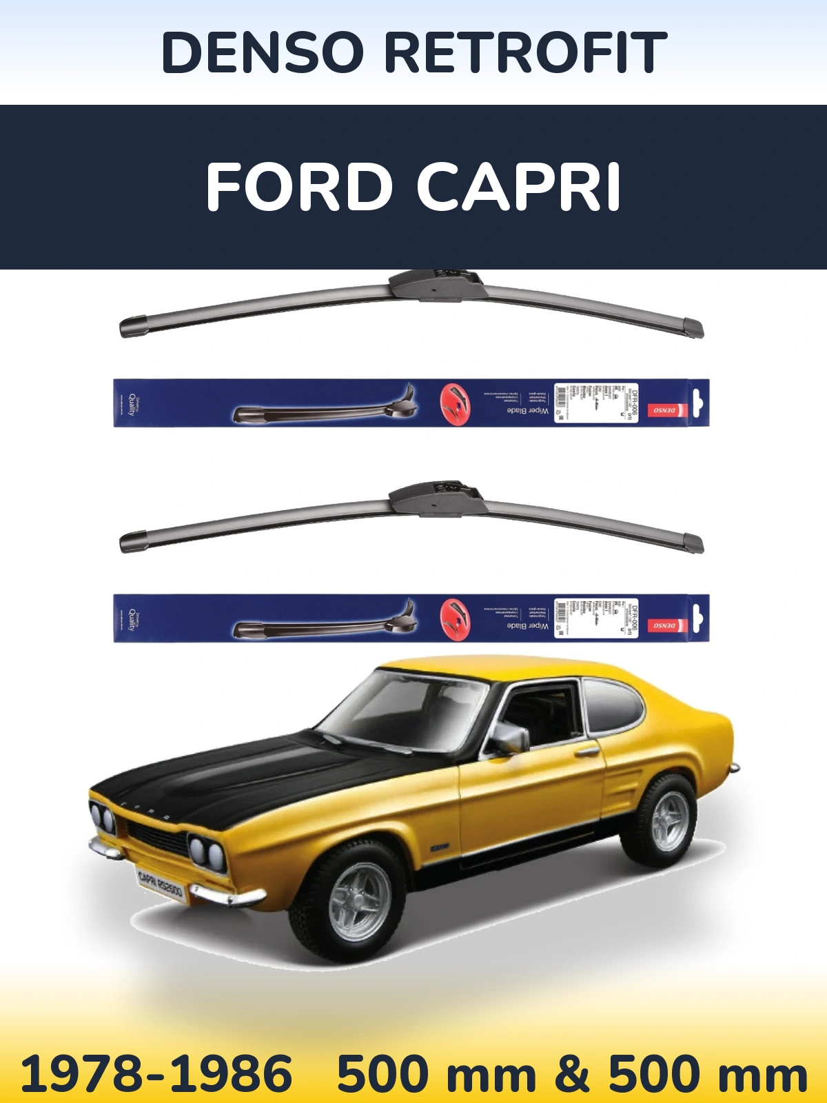 Sada předních stěračů Denso Retrofit 500 a 500 mm pro Ford Capri 1978-1986