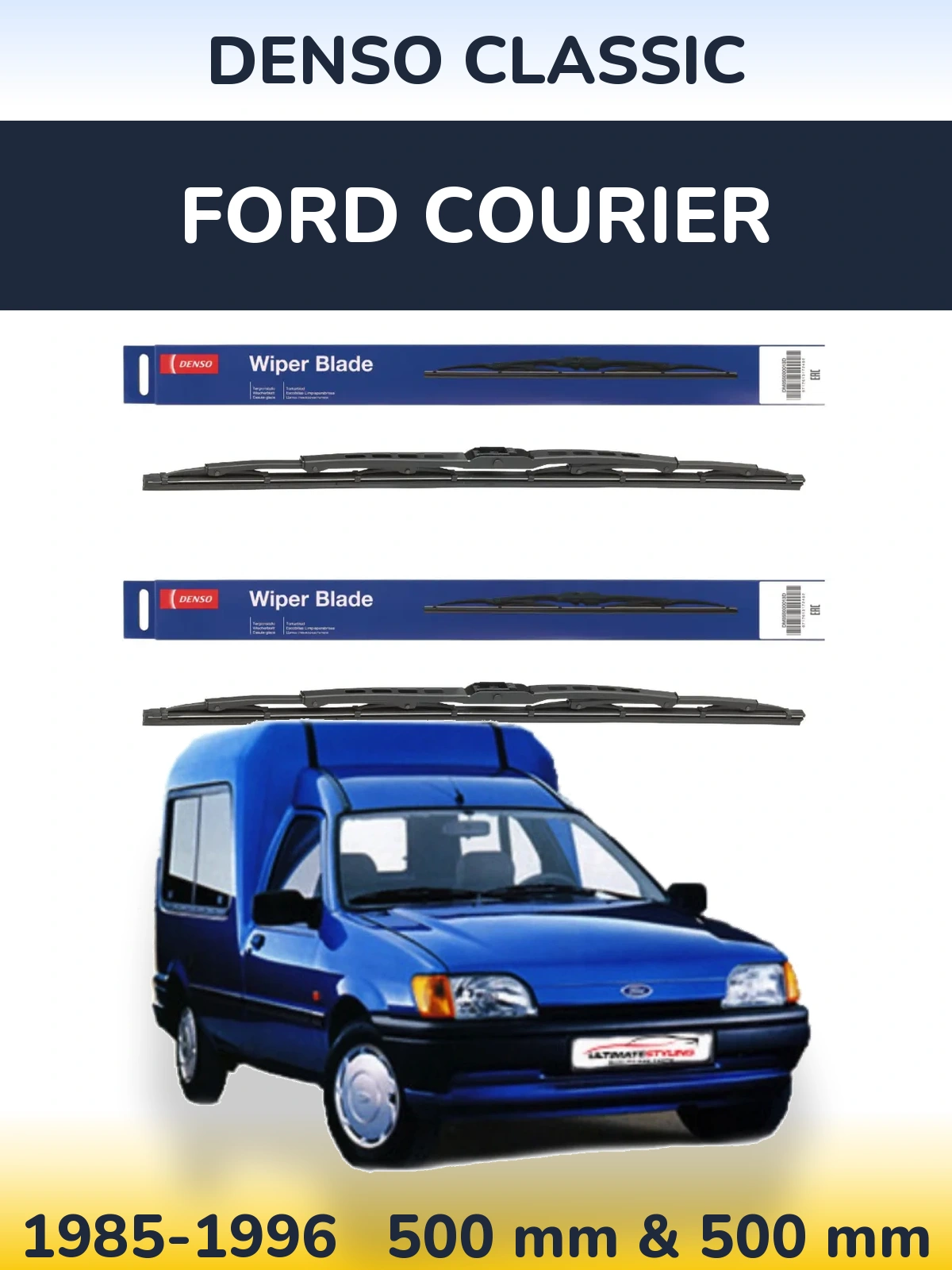 Sada předních stěračů Denso Classic 500 a 500 mm pro Ford Courier 1985-1996