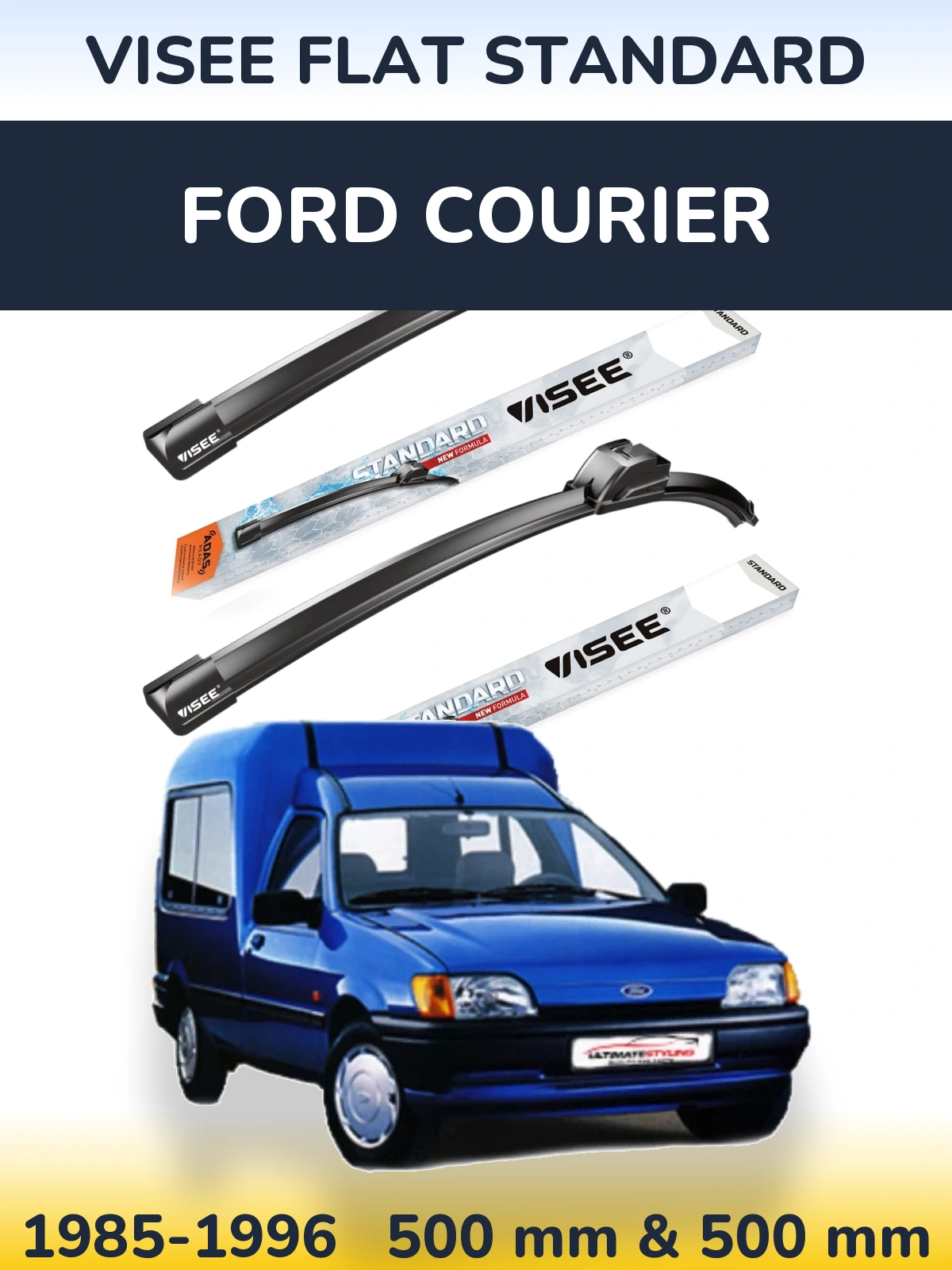 Sada předních stěračů VISEE FLAT STANDARD 500 a 500 mm pro Ford Courier 1985-1996