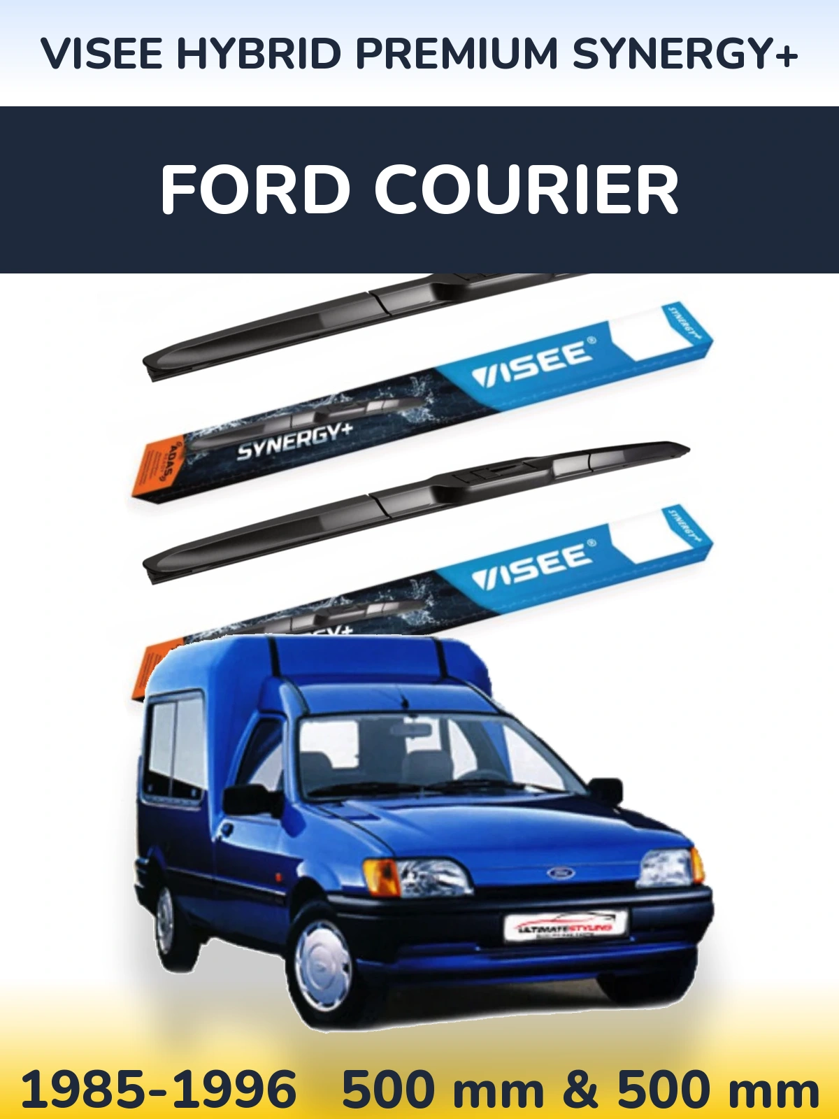 Sada předních stěračů VISEE HYBRID PREMIUM SYNERGY+ 500 a 500 mm pro Ford Courier 1985-1996