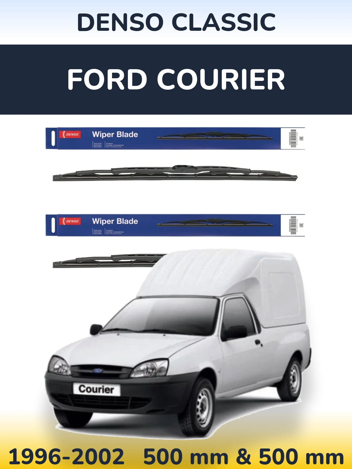Sada předních stěračů Denso Classic 500 a 500 mm pro Ford Courier 1996-2002