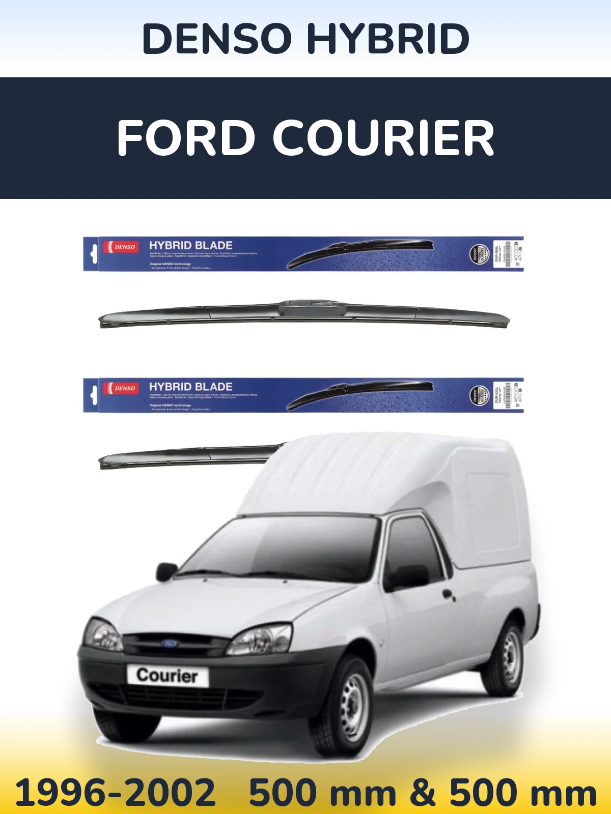 Sada předních stěračů Denso Hybrid 500 a 500 mm pro Ford Courier 1996-2002