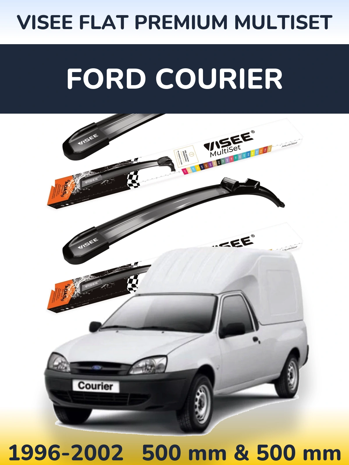 Sada předních stěračů VISEE FLAT PREMIUM MultiSet 500 a 500 mm pro Ford Courier 1996-2002