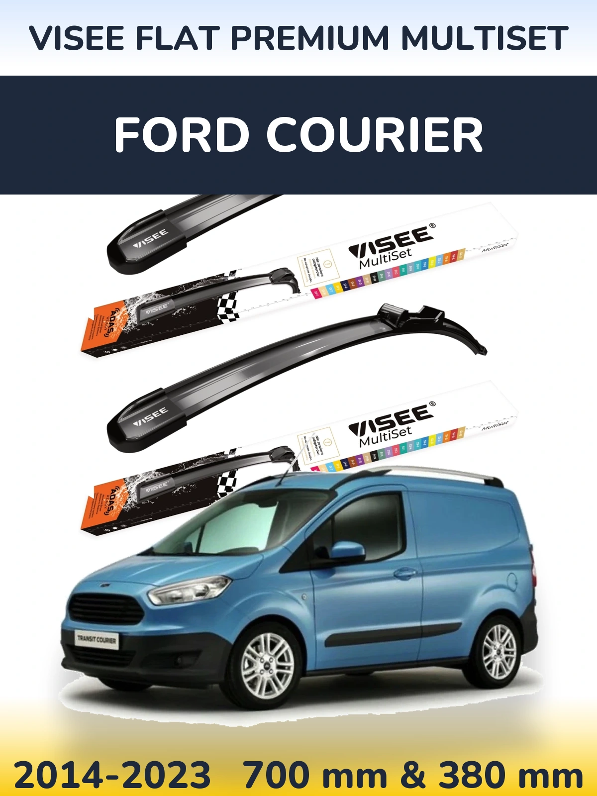 Sada předních stěračů VISEE FLAT PREMIUM MultiSet 700 a 380 mm pro Ford Courier 2014-2023