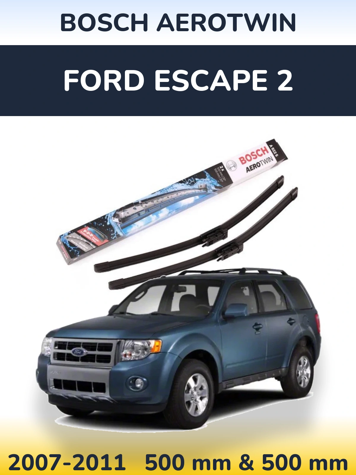 Sada předních stěračů BOSCH AeroTwin 500 a 500 mm pro Ford Escape 2 2007-2011