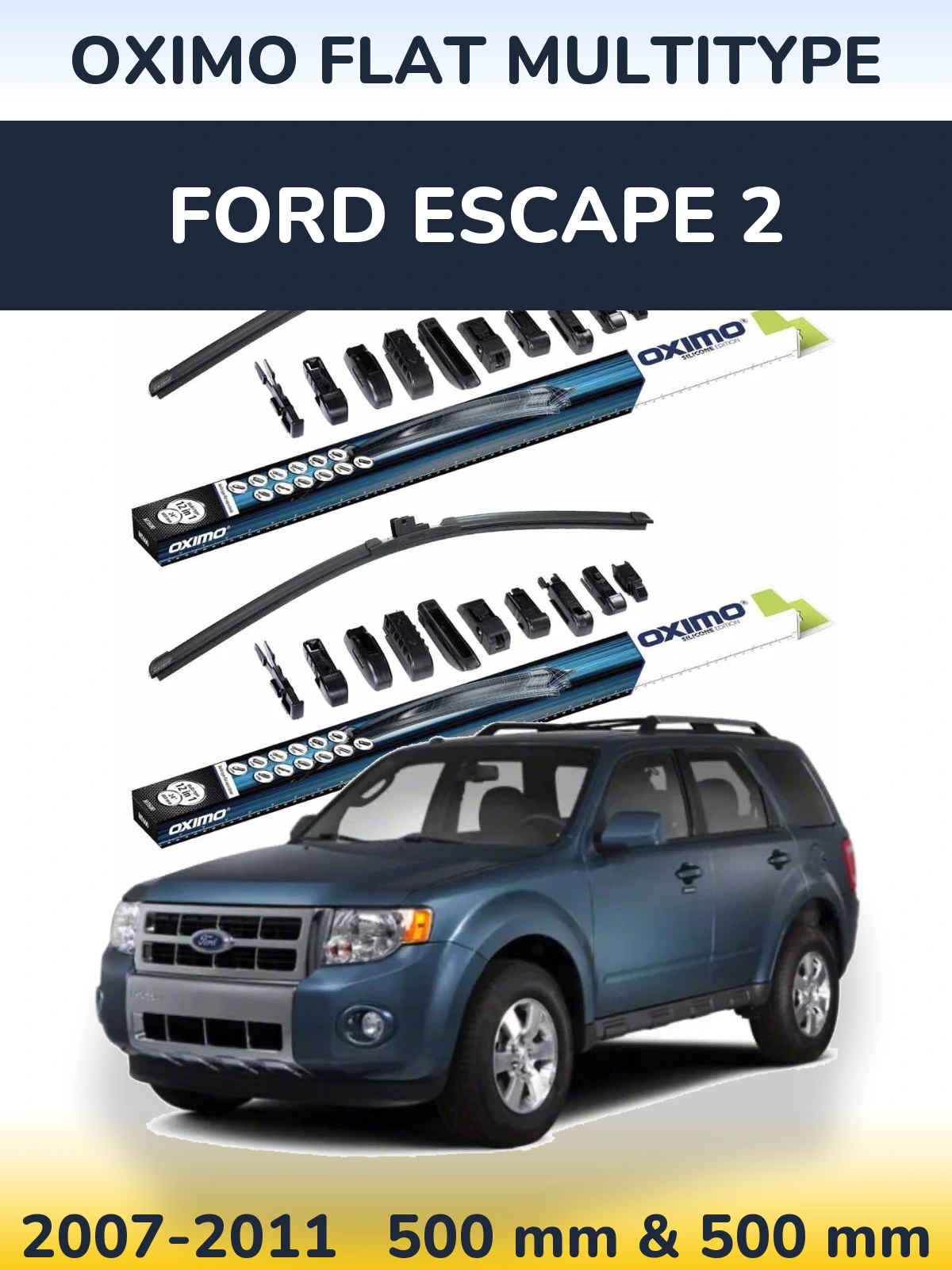 Sada předních stěračů Oximo Flat MultiType 500 a 500 mm pro Ford Escape 2 2007-2011