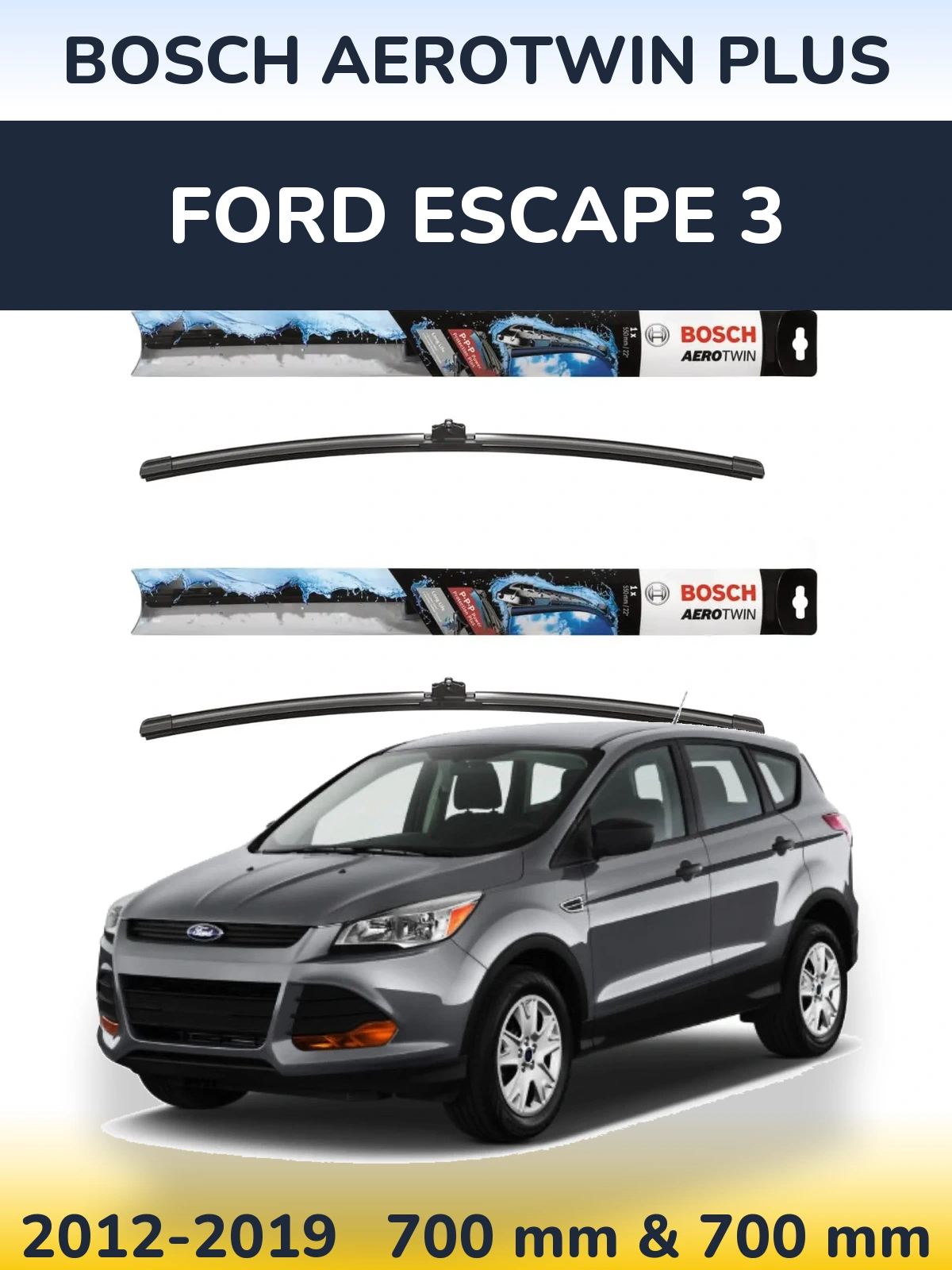 Sada předních stěračů BOSCH AeroTwin Plus 700 a 700 mm pro Ford Escape 3 2012-2019