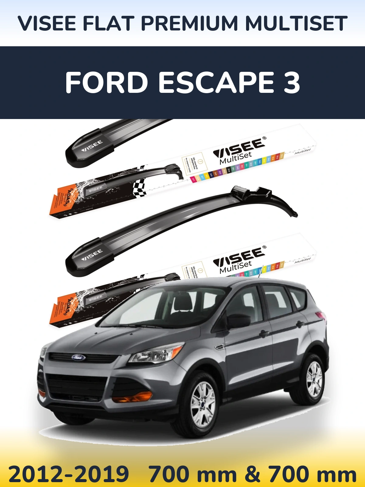 Sada předních stěračů VISEE FLAT PREMIUM MultiSet 700 a 700 mm pro Ford Escape 3 2012-2019