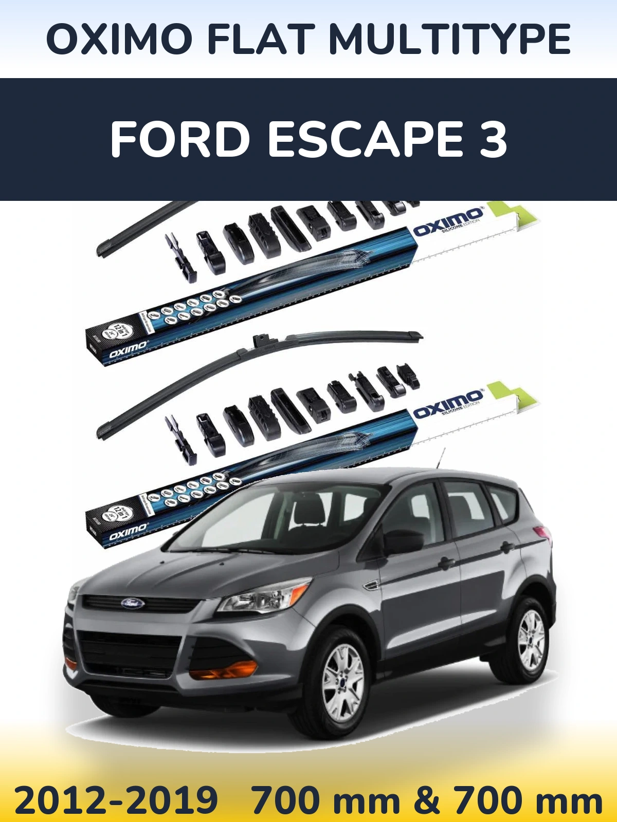 Комплект передніх щіток Oximo Flat MultiТипe 700 & 700 мм для Ford Escape 3 2012-2019