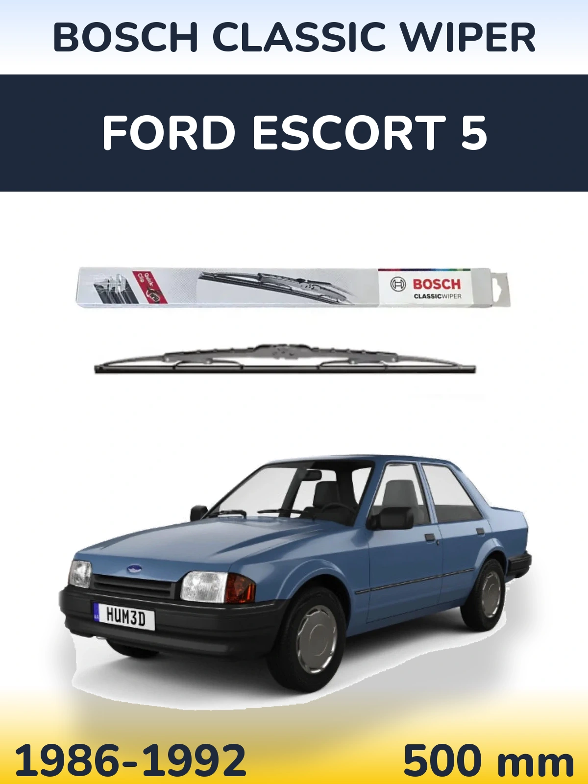 Zadní stěrač BOSCH Classic Wiper 500 mm pro Ford Escort 5 1986-1992