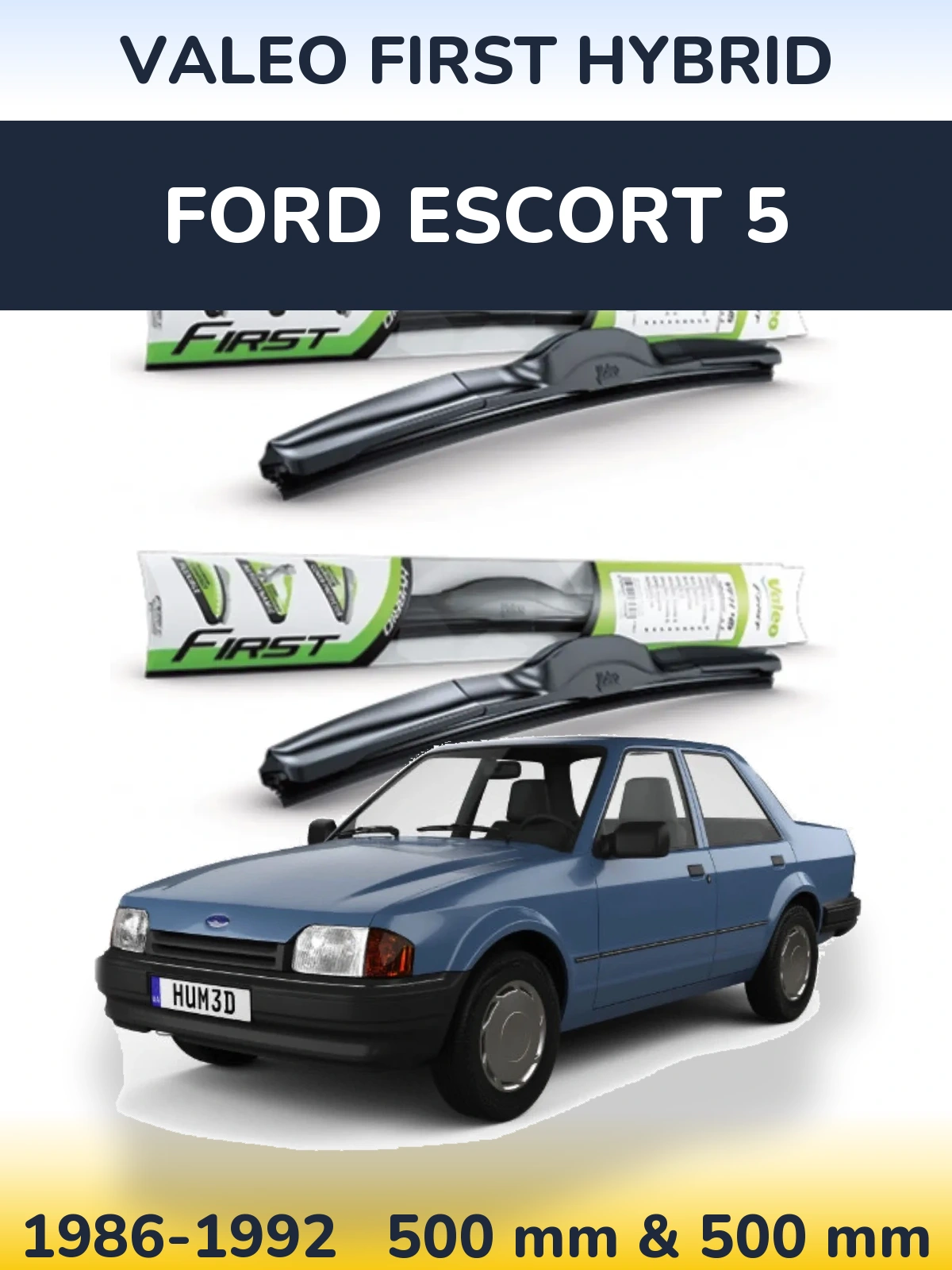 Комплект передніх щіток Valeo First Hybrid 500 & 500 мм для Ford Escort 5 1986-1992